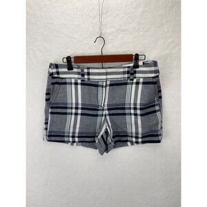 Loft Women's Gray Black White Plaid Size‎ 6 Shorts Cotton Linen 4"